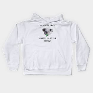 Where do you get your protein? For white backgroungs Kids Hoodie